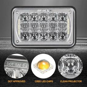 img 3 attached to 🔦 Высокопроизводительные фары LED мощностью 60 Вт (4x6 дюймов) с DRL - Подходят для H4651 H4652 H4656 H4666 H6545 - Совместимы с Freightliner Kenworth Peterbilt International Volvo Sterling Western Star Mack - Chrome Finish (набор из 4)