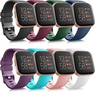 8 pack sport bands for fitbit versa 2/versa/versa lite/versa se - classic soft silicone replacement wristbands straps for fitbit versa 2 smart watch women men (8 pack c, small) logo