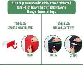 img 1 attached to 🛍️ VENO 2 Pack Insulated Reusable Grocery Bags for Food Delivery - Durable, Heavy Duty, Large Size, Stands Upright, Collapsible, Sturdy Zipper, Reusable & Sustainable (Red - 2 Pack)