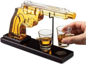 img 2 attached to Premium Pistol Gun Whiskey Decanter Set - Bullet Shot Glasses, Scotch Whiskey, Vodka, Bourbon - Unique Liquor Bottle & Glasses Combo