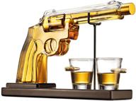 premium pistol gun whiskey decanter set - bullet shot glasses, scotch whiskey, vodka, bourbon - unique liquor bottle & glasses combo logo