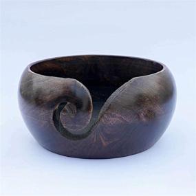 img 1 attached to NIRMAN Handcrafted Wooden Yarn Bowl: Made by Indian Artisans using Premium Mango Wood for Knitting and Crochet