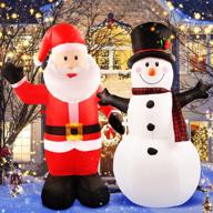 4ft christmas inflatable santa claus and snowman set - outdoor yard decorations with led lights логотип