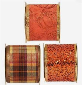 img 1 attached to Set of 7 Wire-Edged 🍂 Decorative Autumn Harvest Fall Ribbons, 3-Yard Spools