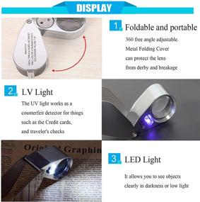 img 2 attached to Enhance Jewelry Inspection with the 40X Full Metal Folding Loupe Magnifier - LED UV Light Option for Easy Currency Detection/Identification