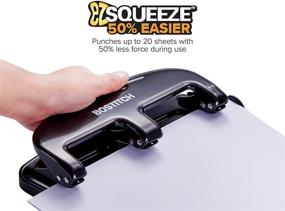 img 3 attached to 🔩 Bostitch EZ Squeeze 20 Sheet 3 Hole Punch: Durable Metal Construction, Sleek Silver/Black Design (HP20)