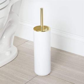 img 3 attached to mDesign Compact Freestanding Toilet Bowl Brush and Holder for Bathroom Storage - Plastic and Stainless Steel - Sturdy, Deep Cleaning - White/Gold