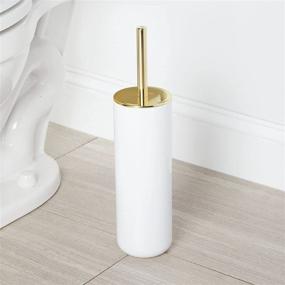 img 2 attached to mDesign Compact Freestanding Toilet Bowl Brush and Holder for Bathroom Storage - Plastic and Stainless Steel - Sturdy, Deep Cleaning - White/Gold