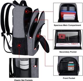 img 2 attached to 🎒 Серый ноутбук рюкзак с USB-зарядкой, антикражным дизайном и водонепроницаемостью: идеально подходит для деловых поездок, колледжа и школы - подходит для ноутбука 15 дюймов
