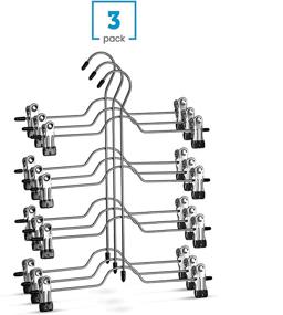 img 2 attached to 👗 Zober Space Saving 4 Tier Skirt Hanger with Adjustable Clips (3 Pack) - Maximize Closet Space, Non Slip Grip, Multipurpose Hanger for Pants, Jeans, Towels, and More!