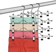 👗 zober space saving 4 tier skirt hanger with adjustable clips (3 pack) - maximize closet space, non slip grip, multipurpose hanger for pants, jeans, towels, and more! логотип