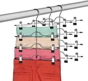 img 4 attached to 👗 Zober Space Saving 4 Tier Skirt Hanger with Adjustable Clips (3 Pack) - Maximize Closet Space, Non Slip Grip, Multipurpose Hanger for Pants, Jeans, Towels, and More!