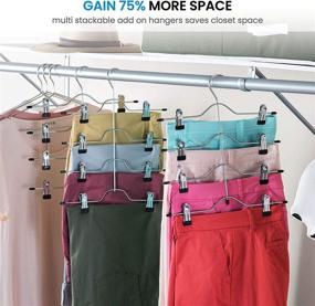 img 3 attached to 👗 Zober Space Saving 4 Tier Skirt Hanger with Adjustable Clips (3 Pack) - Maximize Closet Space, Non Slip Grip, Multipurpose Hanger for Pants, Jeans, Towels, and More!