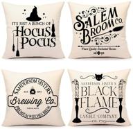 🎃 4th emotion halloween pillow covers set of 4 - hocus pocus farmhouse saying outdoor fall decorative throw cushion case for home couch logo