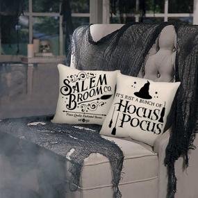 img 1 attached to 🎃 4TH Emotion Halloween Pillow Covers Set of 4 - Hocus Pocus Farmhouse Saying Outdoor Fall Decorative Throw Cushion Case for Home Couch