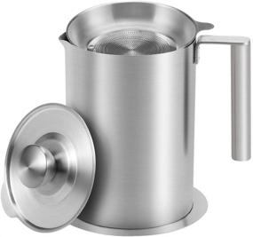 img 4 attached to 🍳 Sumerflos Large 1.8L/1.9 Quart Stainless Steel Grease Strainer and Container - Oil Storage Pot with Lid & Easy Grip Handle - Perfect for Bacon, Kitchen Cooking or Frying Oil - Dust-Proof Design