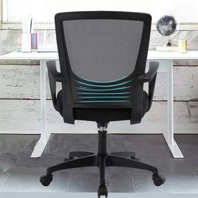 img 4 attached to 🪑 Ergonomic Home Office Chair with Rocking Back, Adjustable Height & Mid-Back Mesh - Drafting Chair in Black