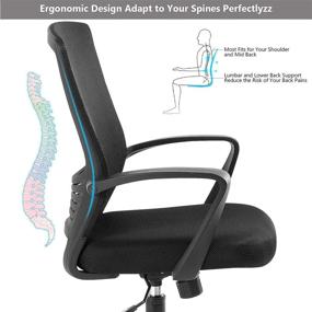 img 2 attached to 🪑 Ergonomic Home Office Chair with Rocking Back, Adjustable Height & Mid-Back Mesh - Drafting Chair in Black