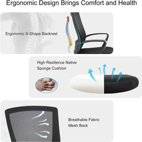 img 1 attached to 🪑 Ergonomic Home Office Chair with Rocking Back, Adjustable Height & Mid-Back Mesh - Drafting Chair in Black