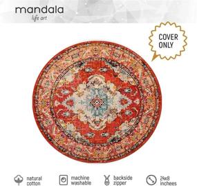 img 3 attached to Чехол для пуфа Mandala Life ART Boho Decor - круглый марокканский пуф-оксфорд - 24x8 дюймов - хлопок - акцентная мебель