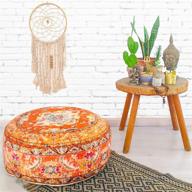 чехол для пуфа mandala life art boho decor - круглый марокканский пуф-оксфорд - 24x8 дюймов - хлопок - акцентная мебель логотип