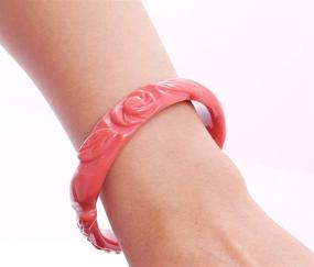 img 1 attached to 💐 ADIA KIBUR Thin Carved Rose Resin Bangle Bracelet: Vintage Designer Jewelry Perfect for Women and Girls