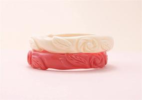 img 2 attached to 💐 ADIA KIBUR Thin Carved Rose Resin Bangle Bracelet: Vintage Designer Jewelry Perfect for Women and Girls