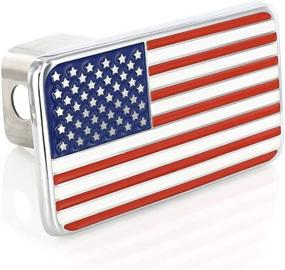 img 3 attached to Premium Baron Jewelry USA American Flag Hitch Cover: Chrome Plated Solid Brass Emblem with Stainless Steel Post