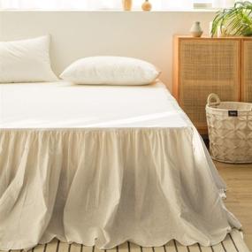 img 3 attached to 🛏️ Simple&amp;Opulence 100% Belgian Linen Bed Skirt - Classic 14" Tailored Drop Dust Ruffle, Easy Fit Breathable Flax in Premium Natural White - Pleated Design, Queen Size
