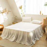 🛏️ simple&amp;opulence 100% belgian linen bed skirt - classic 14" tailored drop dust ruffle, easy fit breathable flax in premium natural white - pleated design, queen size logo