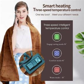 img 1 attached to 🔌 ETL Certified Electric Heated Throw Blanket - Super Soft Flannel Heating Blanket, Fast Heating, Machine Washable, Ideal for Home Office - 70" x 40" (Brown)