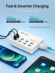 img 2 attached to 🔌 High Capacity USB Charging Station - HICITY 8-Port Hub, 50W/10A Multi Port Charger for Phones, iPads, Tablets, and Multiple Devices (5ft Detachable Cord, White)