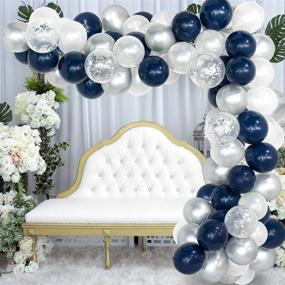 img 2 attached to 🎈 Whaline 120-Piece Navy Blue Pearl White Latex Silver Confetti Balloon Set with Balloon Arch & Garland Kit, 16ft Balloon Strip Tape, Tying Tool, and 100 Glue Point – Perfect for Wedding Birthday Party Decor