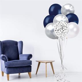 img 1 attached to 🎈 Whaline 120-Piece Navy Blue Pearl White Latex Silver Confetti Balloon Set with Balloon Arch & Garland Kit, 16ft Balloon Strip Tape, Tying Tool, and 100 Glue Point – Perfect for Wedding Birthday Party Decor