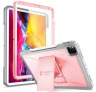 📱 ztotop ipad pro 11 case 2020 2nd gen: built-in screen protector, dual layer shockproof cover with kickstand & pencil holder, rose gold - supports ipad pencil charging logo