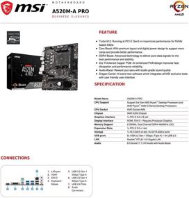 img 3 attached to 🎮 Материнская плата для игр MSI A520M-A PRO - AMD AM4, DDR4, PCIe 4.0, SATA 6Gb/s, Dual M.2, USB 3.2 Gen 1, DVI/HDMI, Micro-ATX