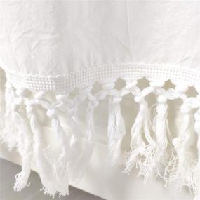 img 3 attached to 🛏️ Softta Queen Bed Skirt with Tassel Ruffle, Bohemian Boho Style - 100% Washed Cotton, Solid White