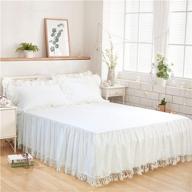 🛏️ softta queen bed skirt with tassel ruffle, bohemian boho style - 100% washed cotton, solid white logo