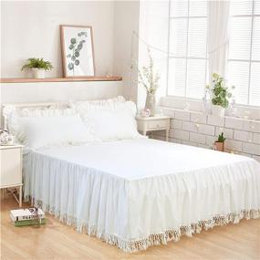 img 4 attached to 🛏️ Softta Queen Bed Skirt with Tassel Ruffle, Bohemian Boho Style - 100% Washed Cotton, Solid White