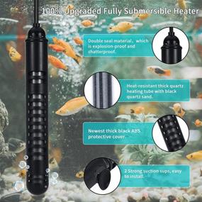 img 2 attached to 🐠 SZELAM Submersible Aquarium Heater 100W 300W 500W - Fish Tank Heater with Dual Temperature Displays and External Intelligent LED Digital Temperature Controller - 2 Suction Cups - Ideal for 26-132 Gallon Tanks