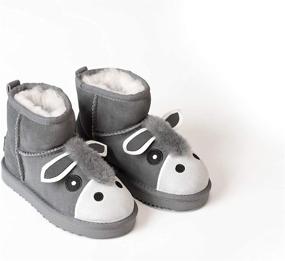 img 2 attached to Детская зимняя сапога Wally Ley Toddler Hee-How (серый) Fashion из меха овцы-мутона с подкладкой для мальчиков