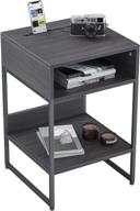 🌳 multi-functional cubicubi side table: small end table with storage, rustic file cabinet, cable management – ideal nightstand for living room or bedroom in forest black logo