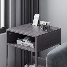 img 2 attached to 🌳 Multi-Functional CubiCubi Side Table: Small End Table with Storage, Rustic File Cabinet, Cable Management – Ideal Nightstand for Living Room or Bedroom in Forest Black