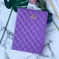 👑 purple crown design bling diamond ipad 10.2 2019 case - cute & elegant pu leather smart auto sleep/wake stand, shockproof cover for apple ipad 10.2 inch 7th gen 2019 logo