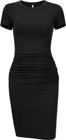 img 3 attached to 👗 Flattering Women's Casual Ruched Bodycon Sundress: Stylish & Comfortable Women's Clothing