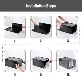 img 1 attached to Clemate Shoe Storage Box: Stackable Clear Plastic Shoe Organizer Set for Men/Women, Set of 8 - Easy Assembly, Fits up to US Size 12 (13.4”x 9.84”x 7.1”)