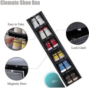 img 2 attached to Clemate Shoe Storage Box: Stackable Clear Plastic Shoe Organizer Set for Men/Women, Set of 8 - Easy Assembly, Fits up to US Size 12 (13.4”x 9.84”x 7.1”)