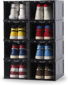 img 4 attached to Clemate Shoe Storage Box: Stackable Clear Plastic Shoe Organizer Set for Men/Women, Set of 8 - Easy Assembly, Fits up to US Size 12 (13.4”x 9.84”x 7.1”)