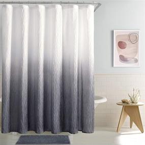 img 4 attached to 🚿 JSLOVE Ombre Grey Shower Curtain Set for Bathroom - 72 x 72 Inch Fabric Waterproof Curtains with Rugs and 12 Hooks