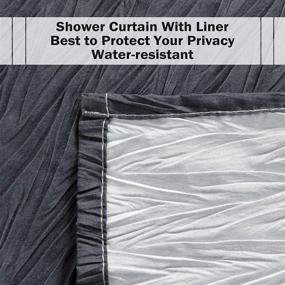 img 3 attached to 🚿 JSLOVE Ombre Grey Shower Curtain Set for Bathroom - 72 x 72 Inch Fabric Waterproof Curtains with Rugs and 12 Hooks